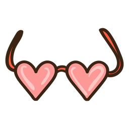 Heart glasses colored doodle PNG Design