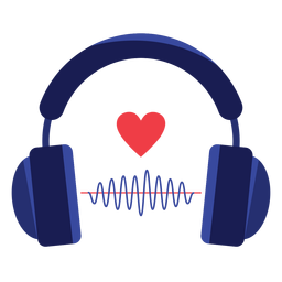 Icono de auriculares de onda de sonido de corazón Diseño PNG