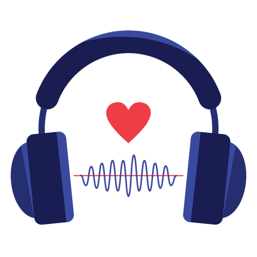 Heart sound wave headphones icon PNG Design
