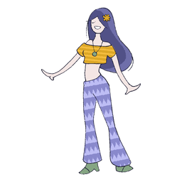 Hippie girl cartoon PNG Design