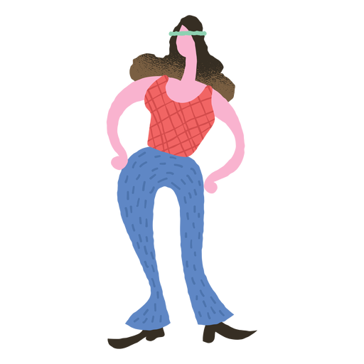 Hippie girl character doodle PNG Design