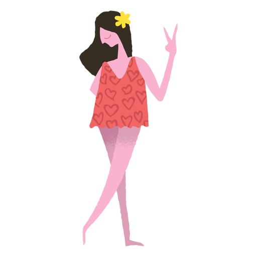 Hippie girl peace sign doodle PNG Design