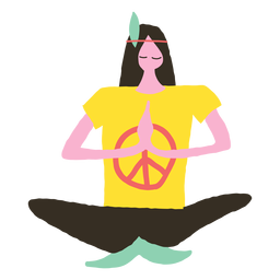 Hippie-Mann macht Yoga-Doodle PNG-Design