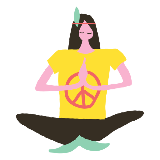 Homem hippie fazendo doodle de ioga Desenho PNG
