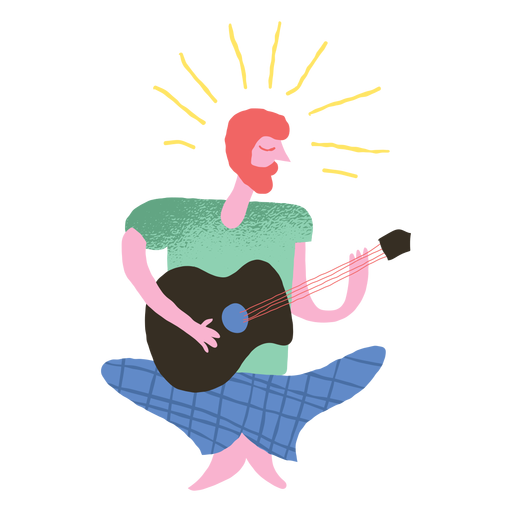 Hippie man playing guitar doodle