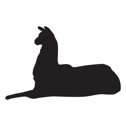 Isolated llama lying silhouette