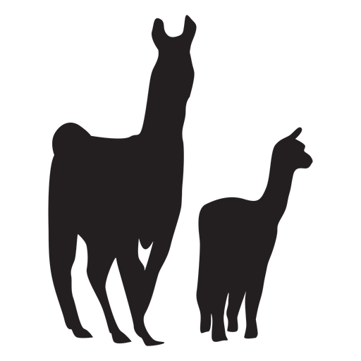 Llama and cria silhouette