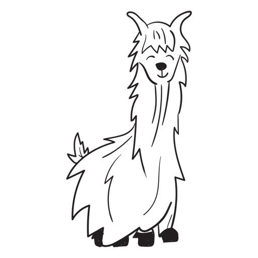 Llama sitting stroke PNG Design
