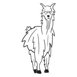 Llama standing stroke PNG Design