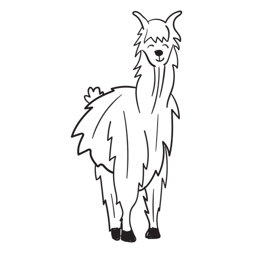 Llama standing stroke PNG Design
