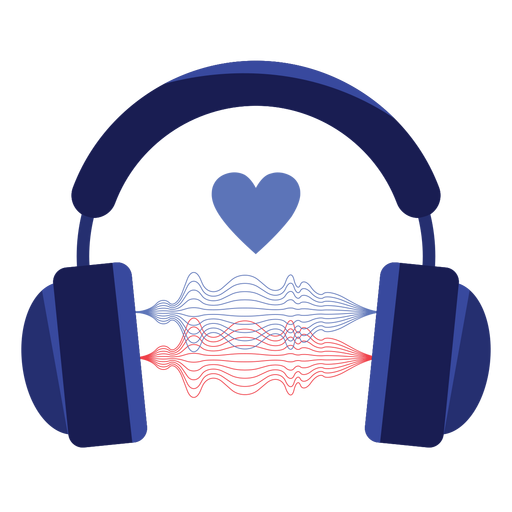 Icono de auriculares de onda de sonido de amor Diseño PNG
