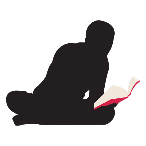 Man reading on floor silhouette