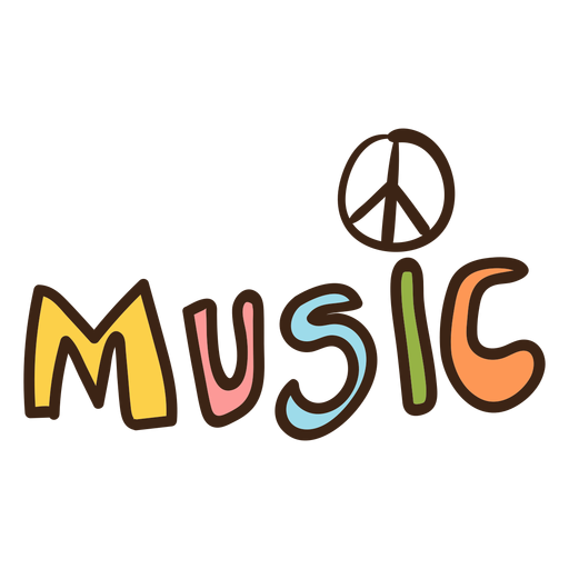 Doodle hippie de letras musicais Desenho PNG