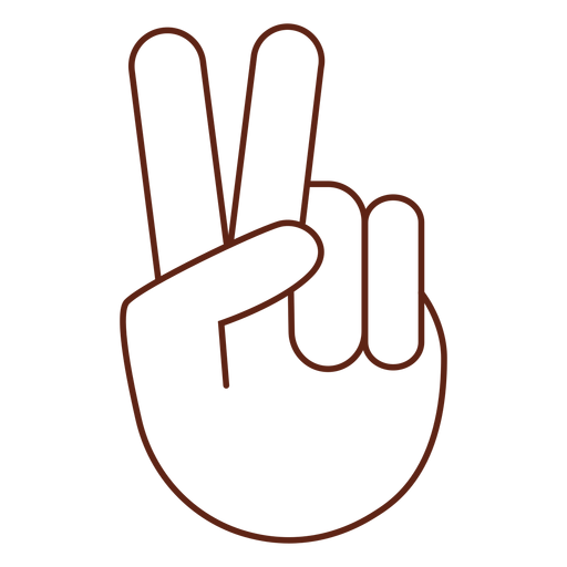 Peace hand sign stroke element PNG Design