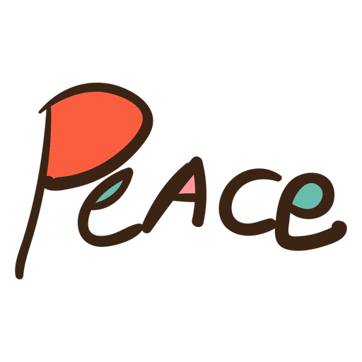 Doodle de hippie de letras de paz Desenho PNG