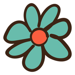 Simple flower colored doodle PNG Design