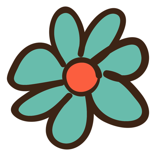 Doodle colorido de flor simples Desenho PNG