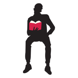 Sitzender Mann liest Schattenbild PNG-Design