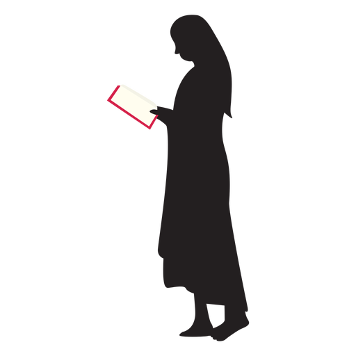 Mujer de pie lectura silueta Diseño PNG