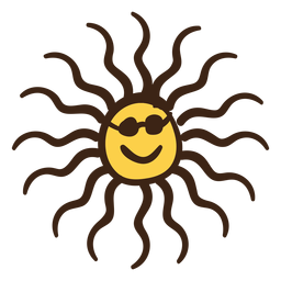 Sol con gafas de sol color doodle Diseño PNG
