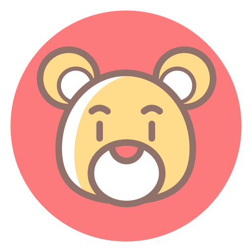 Icono de c?rculo de cabeza de oso de peluche Diseño PNG