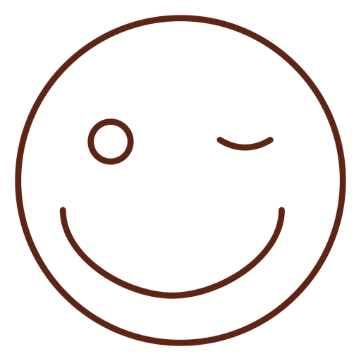 Wink emoticon stroke element PNG Design