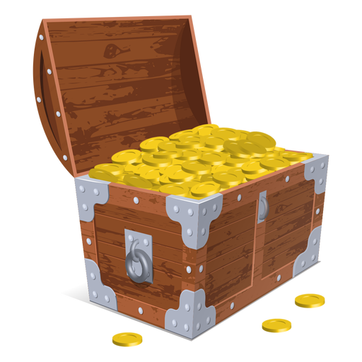 Open treasure chest illustration PNG Design