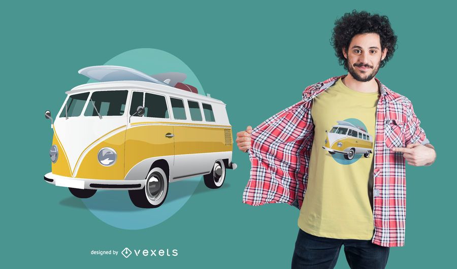 Design de t-shirt de autocarro Volkswagen Design de t-shirt de autocarro Volkswagen