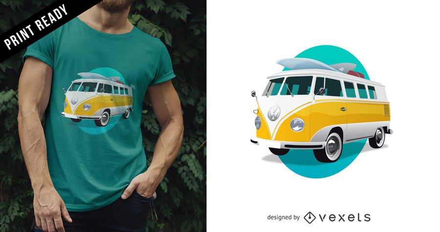 Diseño de camiseta de autobús Volkswagen Diseño de camiseta de autobús Volkswagen