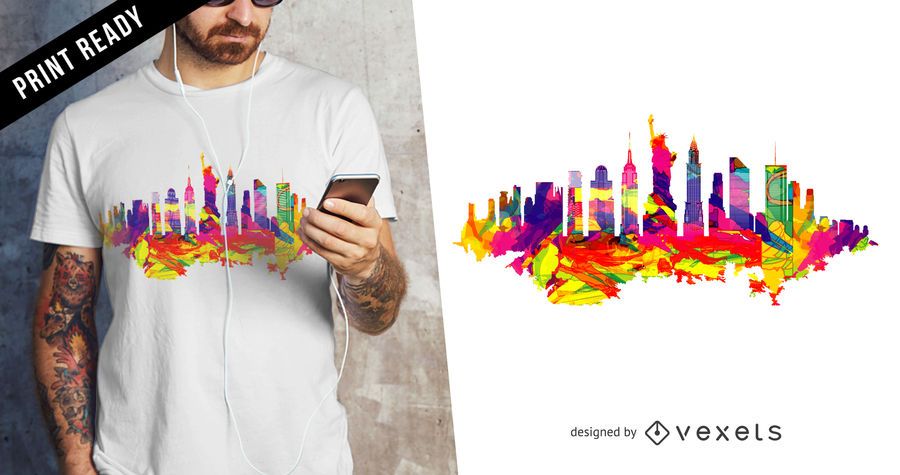 New York skyline t-shirt design New York skyline t-shirt design