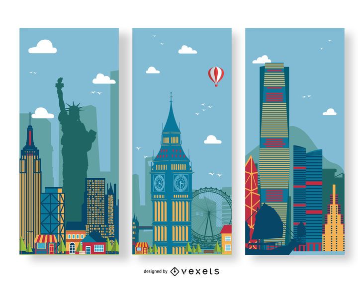 City banners set City banners set
