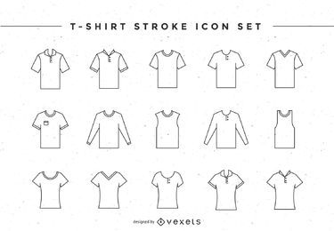 T-shirt stroke icon set