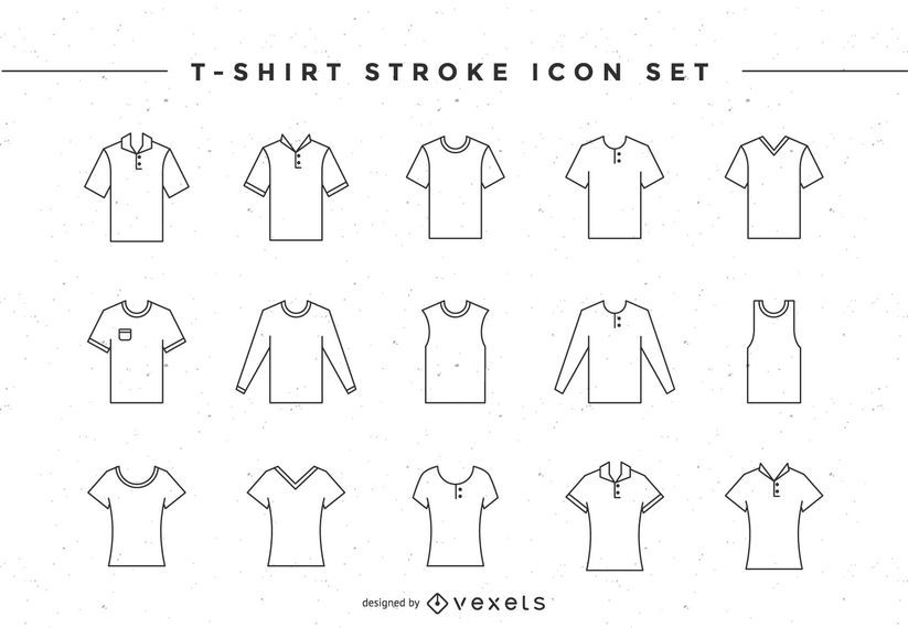 T-shirt stroke icon set T-shirt stroke icon set