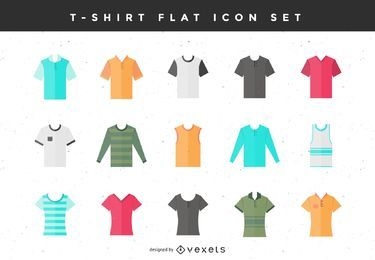 Conjunto de ícones planos de camiseta