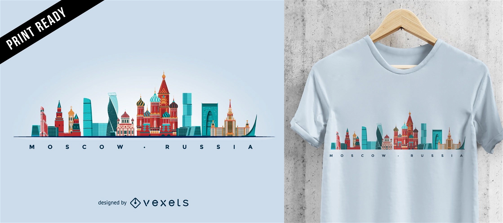 Design de camiseta com o horizonte de Moscou