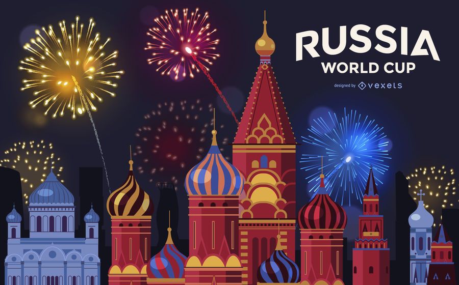 Fundo de fogos de artifício Copa do mundo de Moscou Fundo de fogos de artifício Copa do mundo de Moscou
