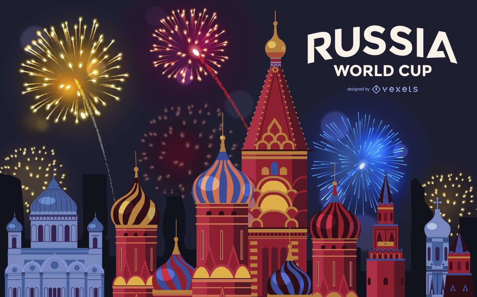 Moscow World Cup fireworks background