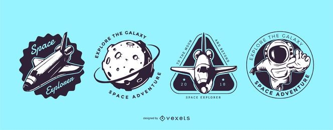 Conjunto de logotipos de exploração espacial