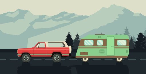 Road trip caravan illustration Road trip caravan illustration