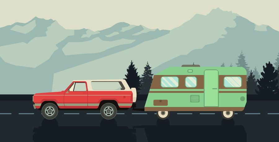 Ilustração de caravana de viagem de estrada Ilustração de caravana de viagem de estrada