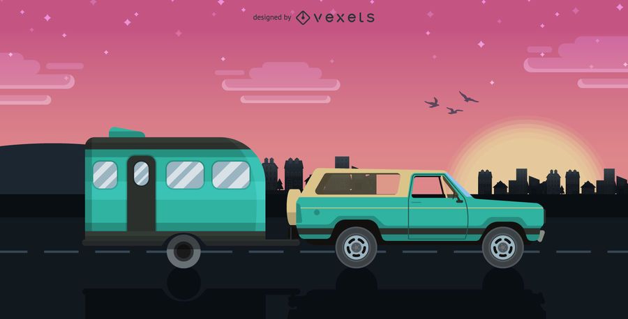 Caravan trip illustration Caravan trip illustration