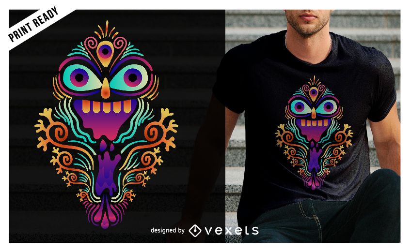 Camiseta de criatura psicodélica de diseño. Camiseta de criatura psicodélica de diseño.