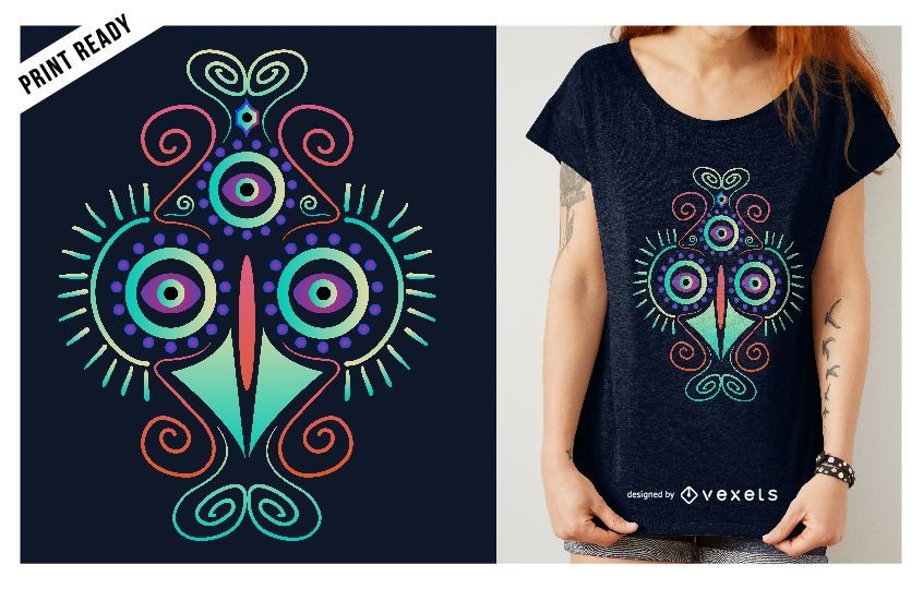 Psychedelisches Huhn-T-Shirt Design