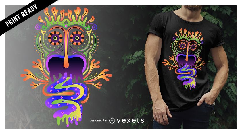 Halluzinatorisches Kreatur-T-Shirt-Design Halluzinatorisches Kreatur-T-Shirt-Design