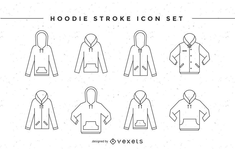 Hoodie stroke icon set Hoodie stroke icon set
