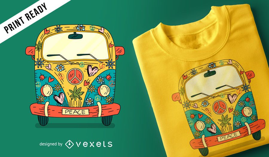 Hippie van camiseta de diseño Hippie van camiseta de diseño