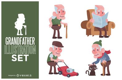 Grandfather illustration set Grandfather illustration set