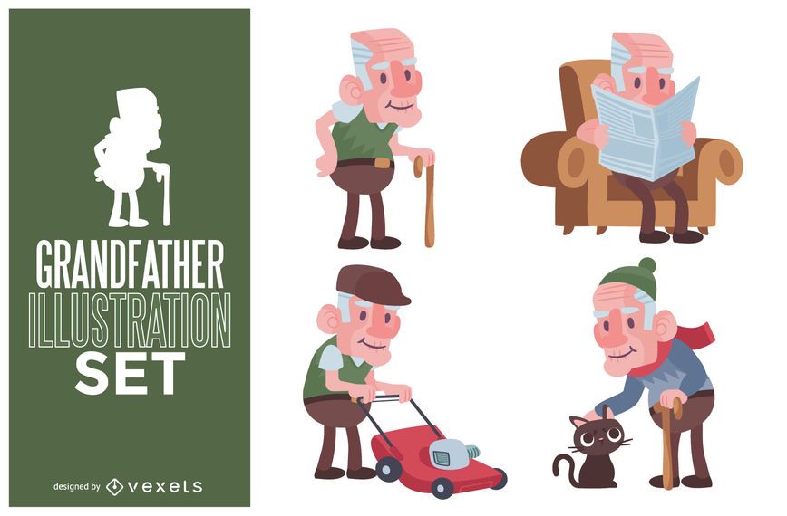 Grandfather illustration set Grandfather illustration set