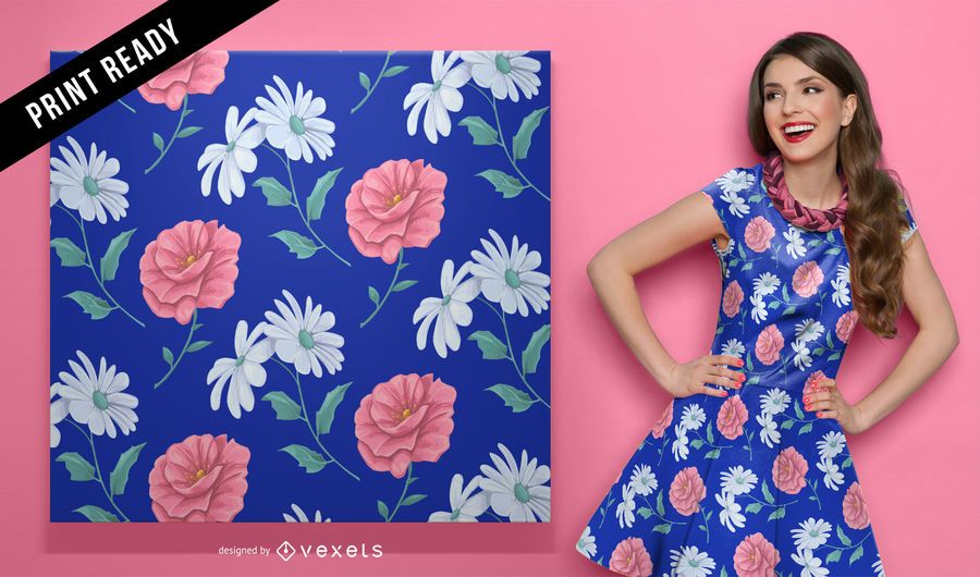 Daisy and rose seamless pattern Daisy and rose seamless pattern