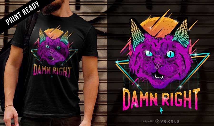 Diseño de camiseta neón fiesta gato Diseño de camiseta neón fiesta gato